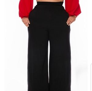 Black wide leg dress pants.